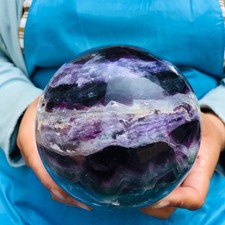5.72LB Large Natural Fluorite Sphere Quartz Crystal Ball Energy Healing Stone picture