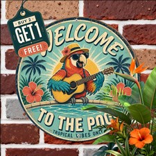 Swimming Pool Safety Rules Area Open Guest Welcome Round Metal Sign picture