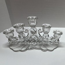 VTG Cambridge Glass Caprice 5-Light Candelabra #1337 Clear Elegant Glass 1 Piece picture