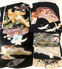 8pc Vintage Japanese Kimono Lot Kurotomesode Silk Mix Wearable Remake Wholesale picture