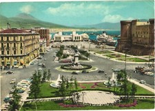 Naples Italy Piazza Municipio & Harbor Chrome Postcard 1967 Posted picture