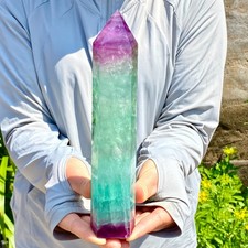 2.13LB Natural Fluorite Crystal Column Magic Wand Obelisk Point Earth Healing picture