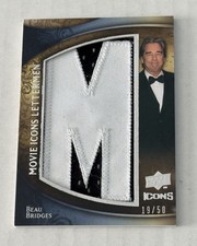 Beau Bridges 2009 Upper Deck Movie Icons Lettermen Letter M Patch SP 10/50 Card picture