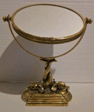 Rare 24k Gold Plated Stylebuilt Matson vanity Mirror Double Sided Serpent Stand picture