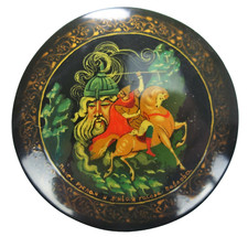 Hand Painted Russian Lacquer Box Fairy Tale Legend Folklore Folk Art Trinket Min picture