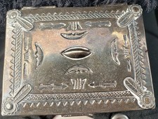 Morris Robinson Hopi Native Indian pure silver box with closure vintage artisan picture