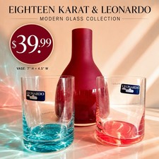 Eighteen Karat Red Glass Vase & Leonardo Germany Tumblers – 3-Piece Set picture