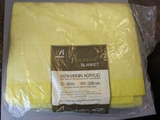 VINTAGE LINWOOD 100% VIRGIN ACRYLIC BLANKET YELLOW NEW picture