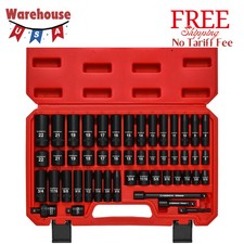 49 Piece 3/8 Inch Drive Impact Socket Set SAE and Metric 6 Point Cr-V Steel picture