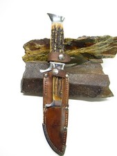 1950'S RARE STAG CLAUBERG GERMANY PIGGY BACK MATCHING #6010 KNIFE SET NEAR MINT picture