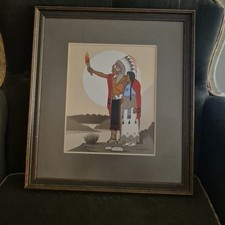 Fred Beaver Original Painting Muscogee Creek Seminole Native American Indian Art picture