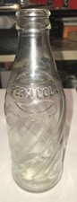 VINTAGE PEPSI COLA CLEAR GLASS BOTTLE SWIRLED EMBOSSED NO REFILL 10 OZ picture