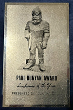 Paul Bunyan Lumberman of the Year Award Copper Plaque Plate Metal Art picture