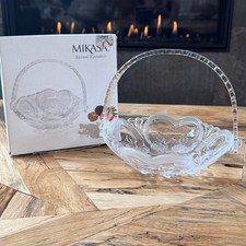 Mikasa Eternal Romance Crystal Basket Candy Dish Frosted Rose Heart Germany picture