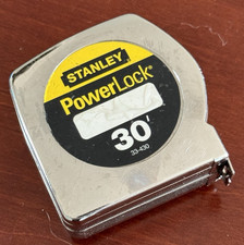 Vintage Stanley PowerLock 30' Tape Measure 33-430 Chrome Case Tested Works Great picture