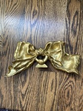 Heavy Metal Gold Gilt Ornate Art Ribbon Bow Wall Decor Accent Chintz picture