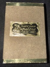 Vintage Duratone Plastic Coated Playing Cards in Tan and gold box. picture