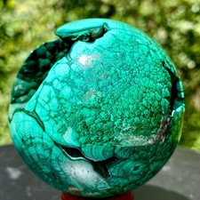 383G  Natural Malachite Geode Sphere Druzy Cave Crystal Ball Healing Mineral Spe picture