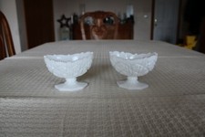 Kemple Milk Glass Set of 2 Mid Century Modern Toltec Sawtooth Candle Holders picture