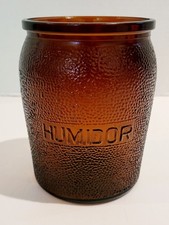 VTG DUN-RITE WOOD NOV INC, BKLYN, NY HUMIDOR-AMBER PEBBLED GLASS--5