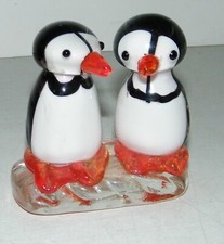 Penguin Pair Duo Figurine Glass Art Desk Paperweight 4
