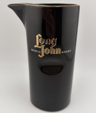 Vintage Long John Scotch Whisky Pitcher Black w/ Gold Gild 7