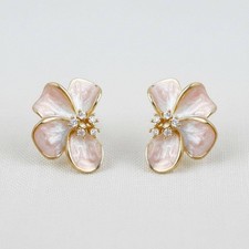 Floral Enamel Drop Earrings with Sparkling Accents picture