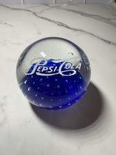 Pepsi Cola Clear Paperweight with Blue Bubbles picture