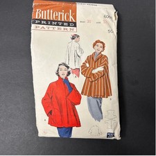 Vintage 50's Butterick Sewing Pattern 6068 Women Size 12 Red Jacket Coat picture