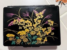 Vintage Lacquerware Trinket Box Mirrored Tissue Holder picture