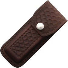 Dark Brown Basket-Weave Leather Belt Pouch For Up To 5