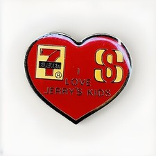 Vintage 7 Eleven Jerry’s Kids Heart Enamel Lapel Pin  Hat Tie Tac P135 picture