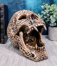 Ebros Celtic Knotwork Bloodlust Vampire Skull Ashtray Statue 7.5