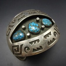 Vintage NAVAJO Sterling Silver Overlay and CANDELARIA TURQUOISE Cuff BRACELET picture