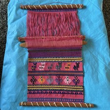 Vintage South American Handcrafted Backstrap Loom Tribal Wall Tapestry 10” X 15