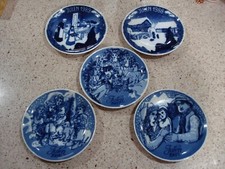 Porsgrund Norway Blue/White Christmas Plate Julen 1989, 1988, 1987, 1986, 1985 picture