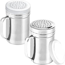 2Pcs Metal Salt Pepper Dredge Shakers, Stainless Steel Pepper Shaker Seasoning J picture