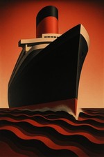 Luxury Ocean Liner Art Deco Poster c1930s - Bold Ship Design 24x36” RARE picture