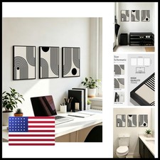KUVIOKE Black Abstract Framed Wall Art Mid Century Modern 11x14in Black Framed picture