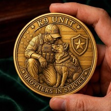 K9 Unit Challenge Coin Brothers In Service Police German Shepherd Officer Gift picture