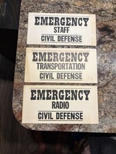 Cold War era Civil Defense Emergency Signs/Placards Lot of 3  picture