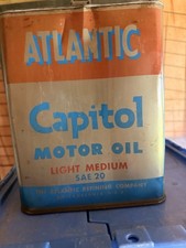 Vintage 1920s Two Gallon Capitol Motor Oil Atlantic Can Philadelphia, Pa. picture