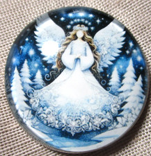 NEW LARGE WHITE ANGEL  IN BEAUTIFUL WHITE GOWN WITH SNOW COVERED TREES 30mm picture