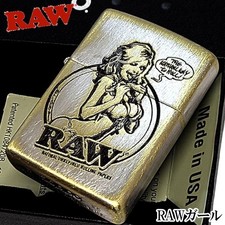 Zippo RAW Girl Antique Vintage Finish/Etched Engraving Lighter picture