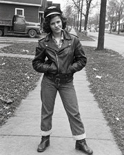 1950s Americana Rockabilly Leather Smoker Tough Girl Matte Photo Reprint 8x10 picture