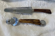 Vtg 2 Pc Set Serrated Cake Pie Server & Can Punch w/ Scoop Bakelite MCM 1960s picture
