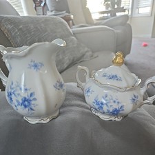 Johann Haviland Rhapsody in Blue Bavaria Germany Creamer And Sugar Bowl picture
