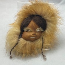 1950s Alaskan NUNAMIUT Indian Fur ANAKTUVUK Caribou Mask CHARLENE KILLBEAR Sign picture