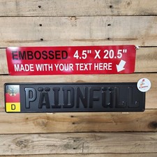 German European Embossed license plate with custom text  / Black on Black * picture