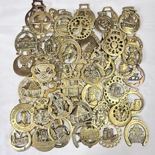 Brass Horse Medallion Lot of 60 Antique to Vintage Royal Souvenir picture